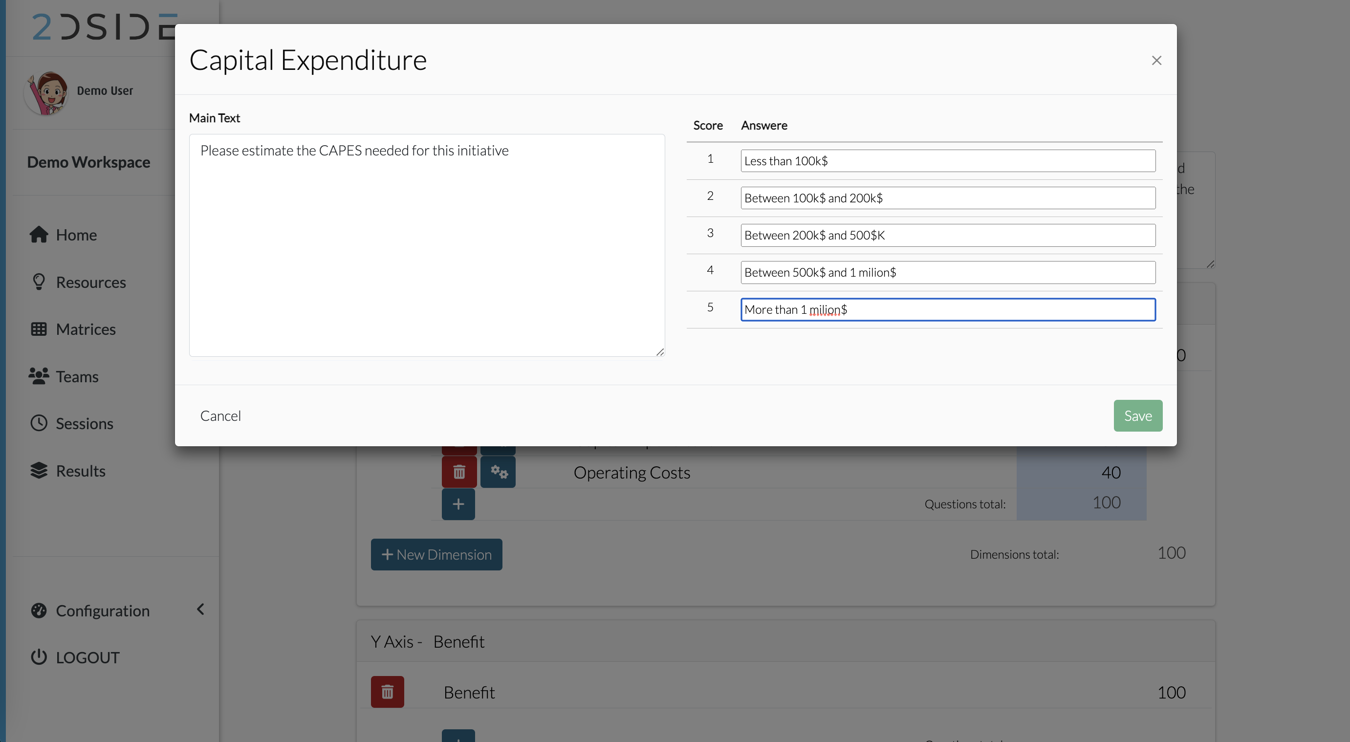 Create questions and multiple choice answers for your surveys