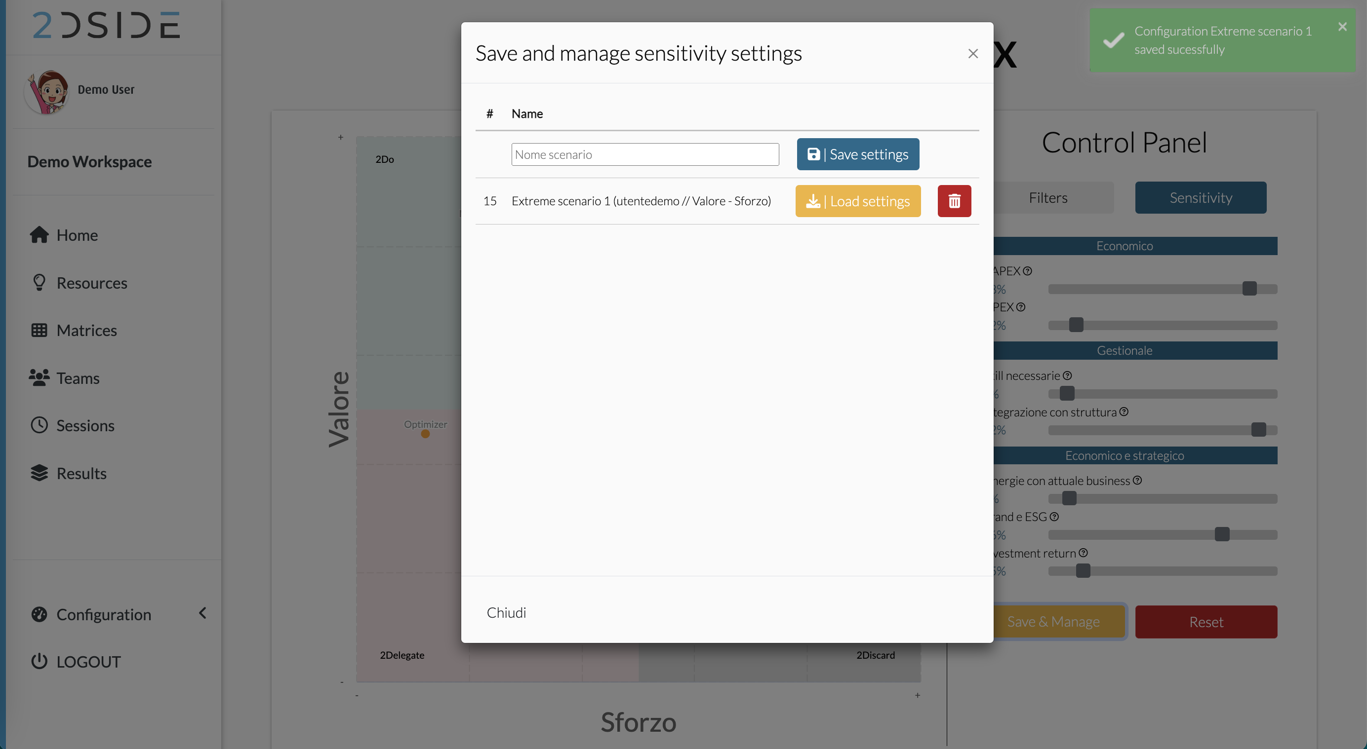 Managing scenarios